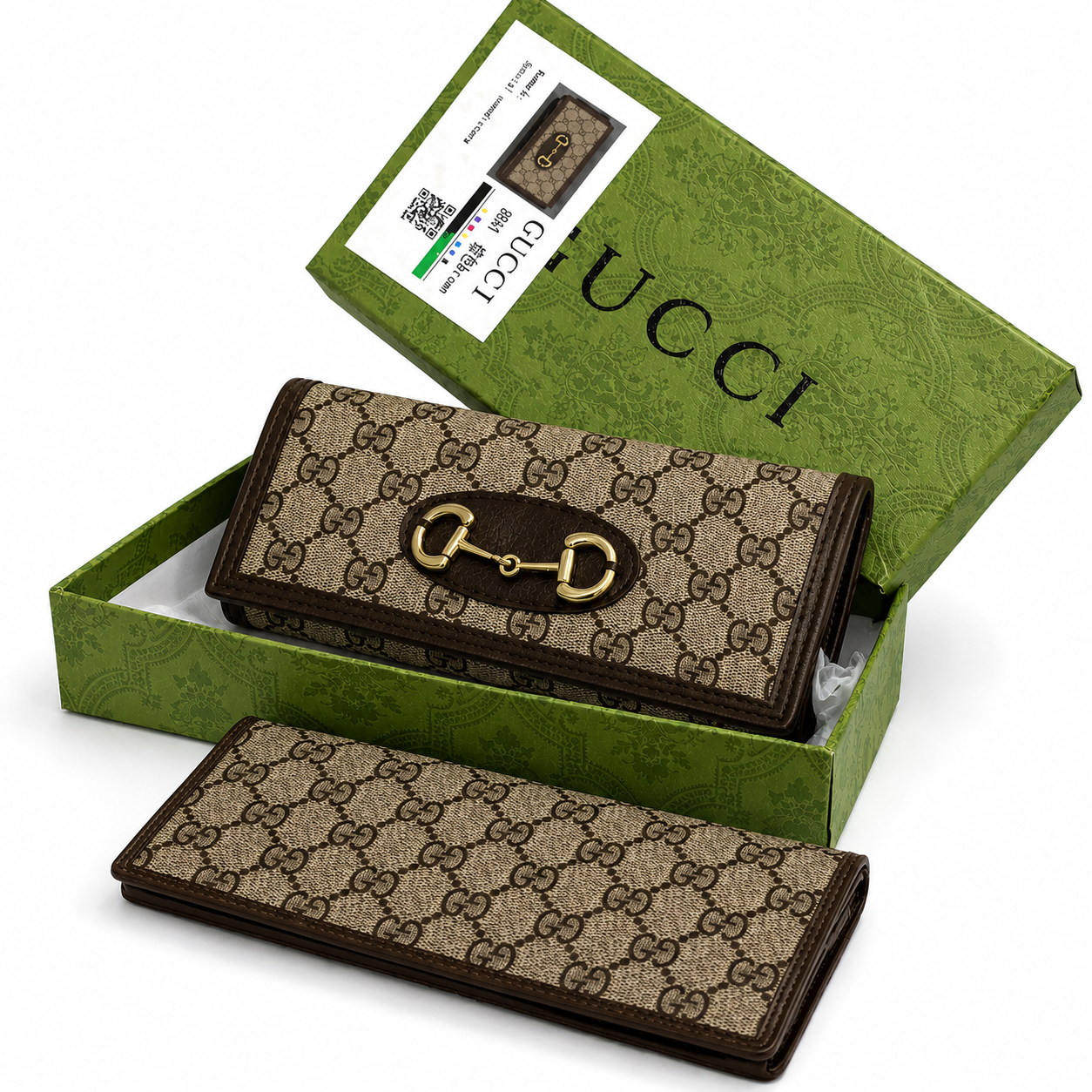 Gucci-Inspired GG Supreme Horsebit Long Wallet