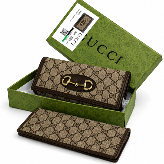 Gucci-Inspired GG Supreme Horsebit Long Wallet