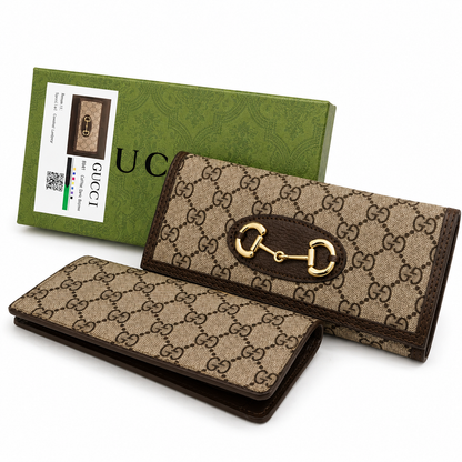 Gucci-Inspired GG Supreme Horsebit Long Wallet