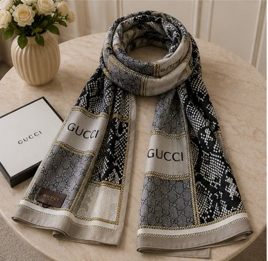 Gucci Snake Print Silk Blend Luxury Scarf