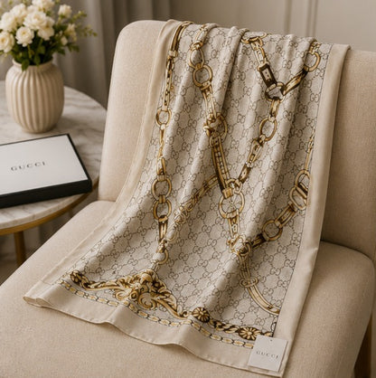 Gucci Horsebit Chain Silk Blend Luxury Stole