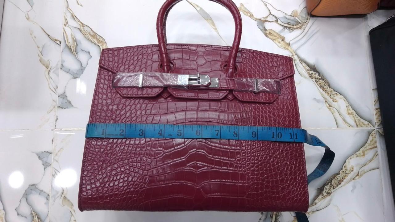 Hermès Birkin Style Bag with Constance Mini Pouch (Croc-Embossed Leather)