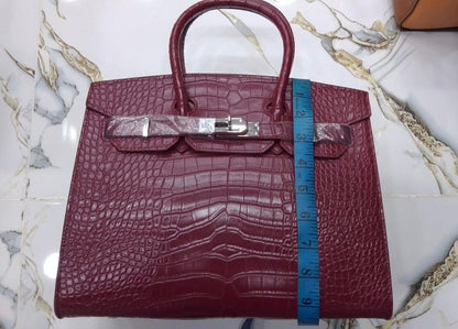 Hermès Birkin Style Bag with Constance Mini Pouch (Croc-Embossed Leather)