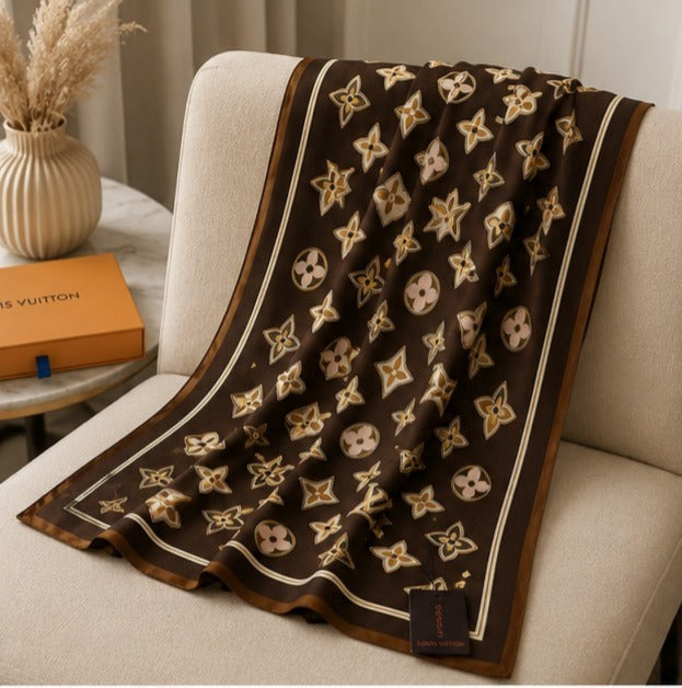Louis Vuitton Monogram Silk Blend Luxury Stole – Chocolate Brown Edition