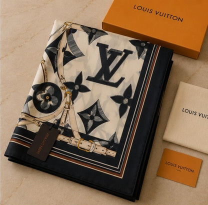 Louis Vuitton Monogram Chain Silk Blend Luxury Stole