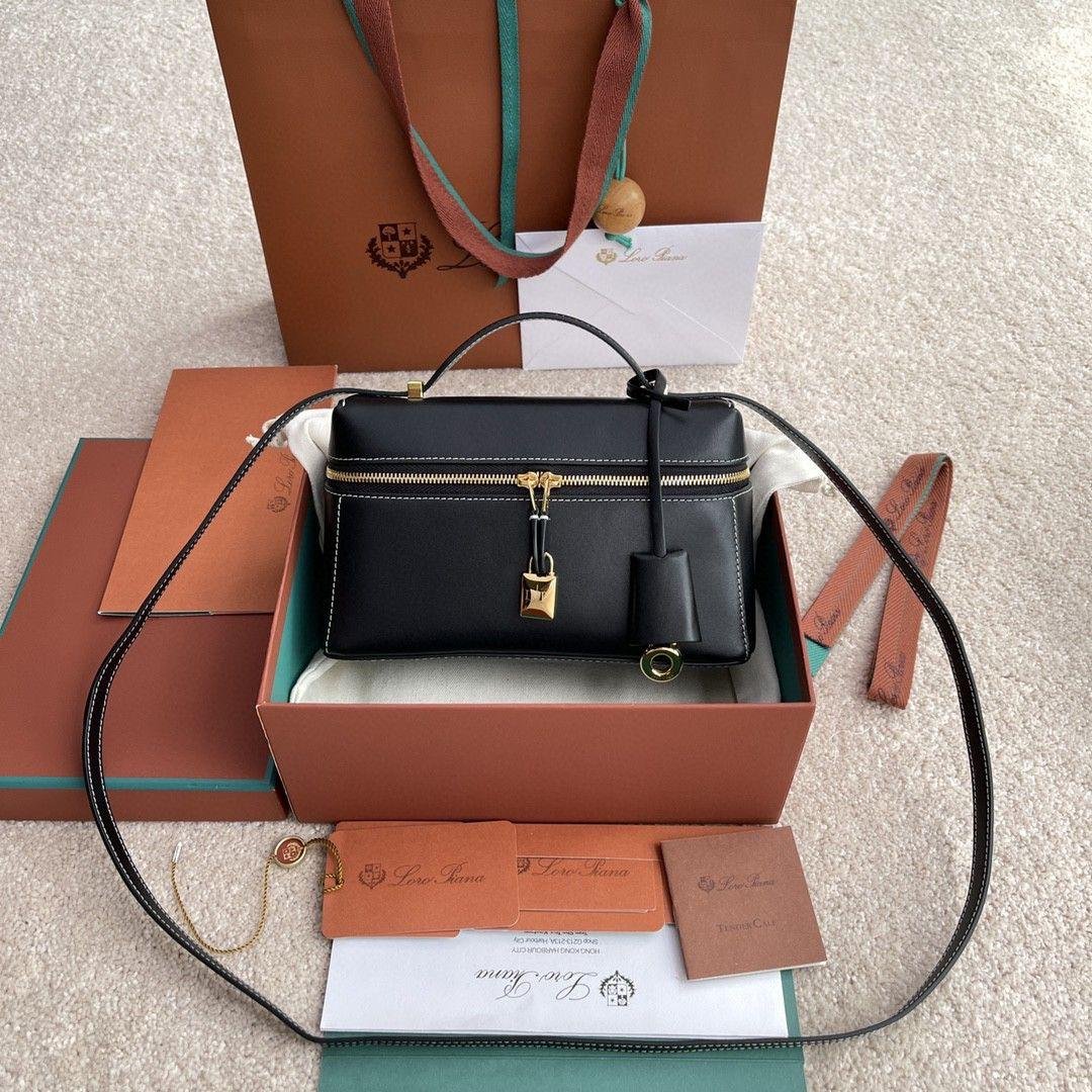 Loro Piana Style Zip Leather Mini Travel Bag