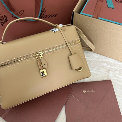 Loro Piana Style Zip Leather Mini Travel Bag