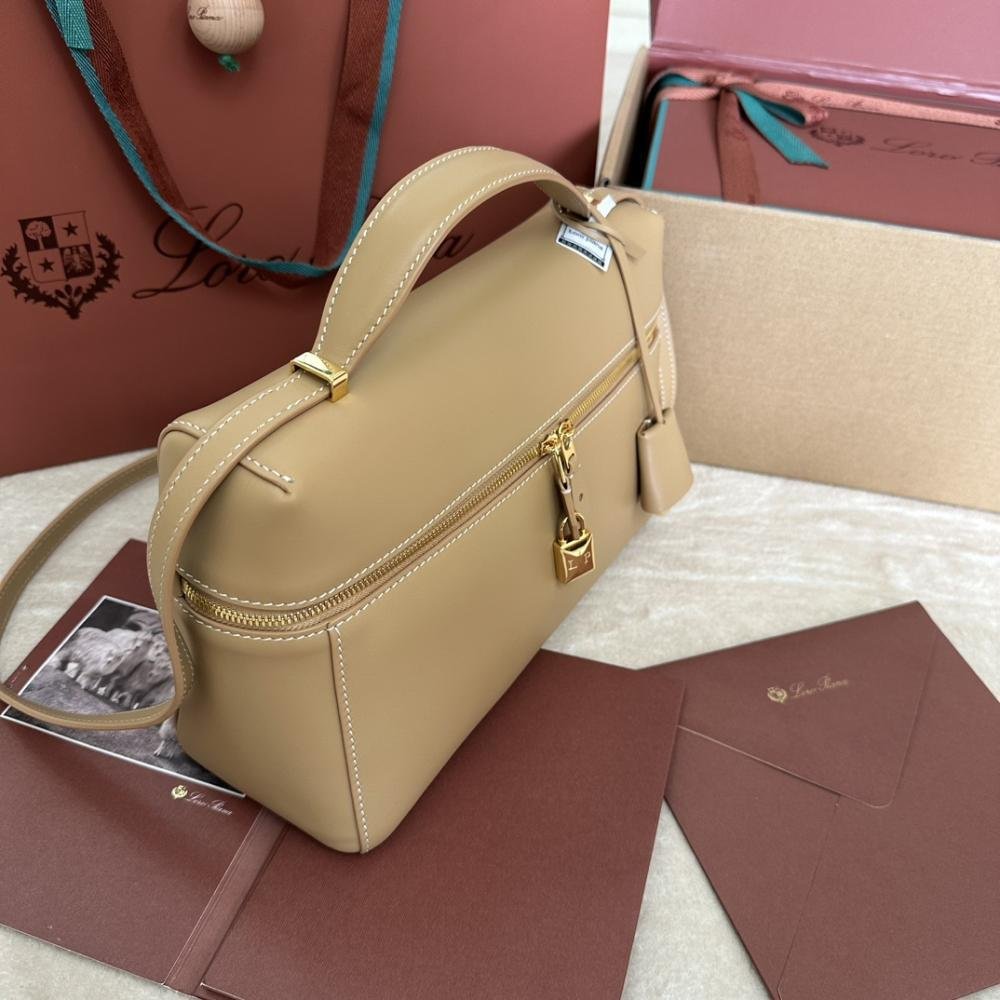 Loro Piana Style Zip Leather Mini Travel Bag