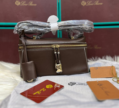 Loro Piana Style Zip Leather Mini Travel Bag