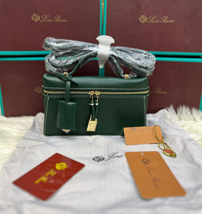 Loro Piana Style Zip Leather Mini Travel Bag