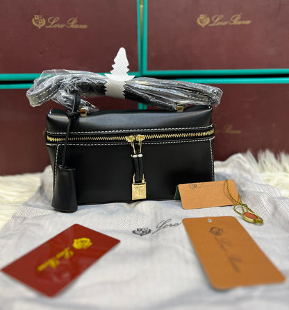 Loro Piana Style Zip Leather Mini Travel Bag