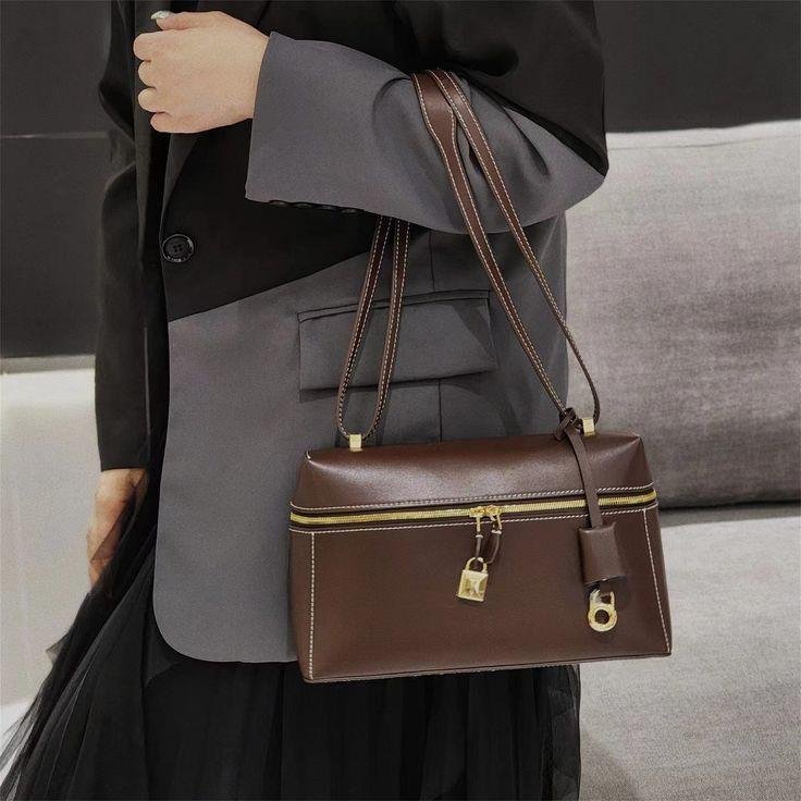 Loro Piana Style Zip Leather Mini Travel Bag