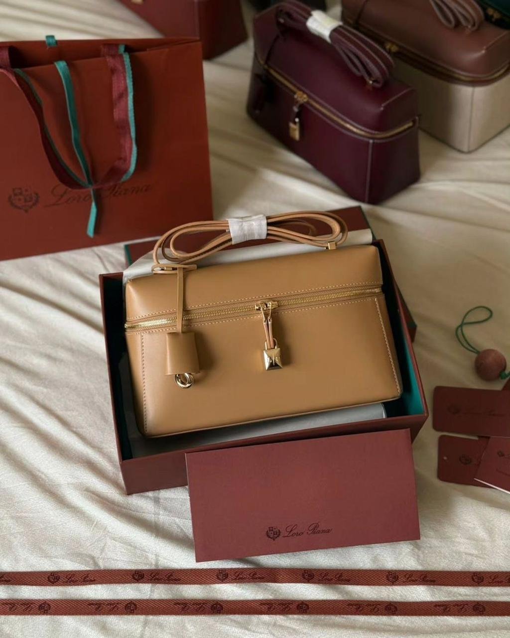 Loro Piana Style Zip Leather Mini Travel Bag