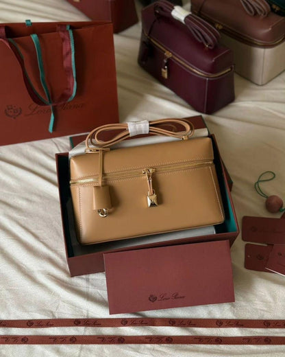 Loro Piana Style Zip Leather Mini Travel Bag