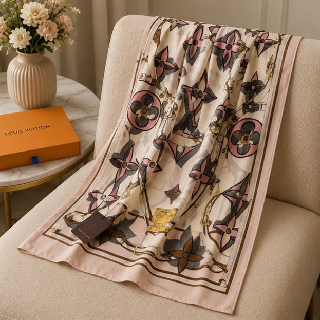 Louis Vuitton Monogram Blossom Silk Blend Luxury Stole