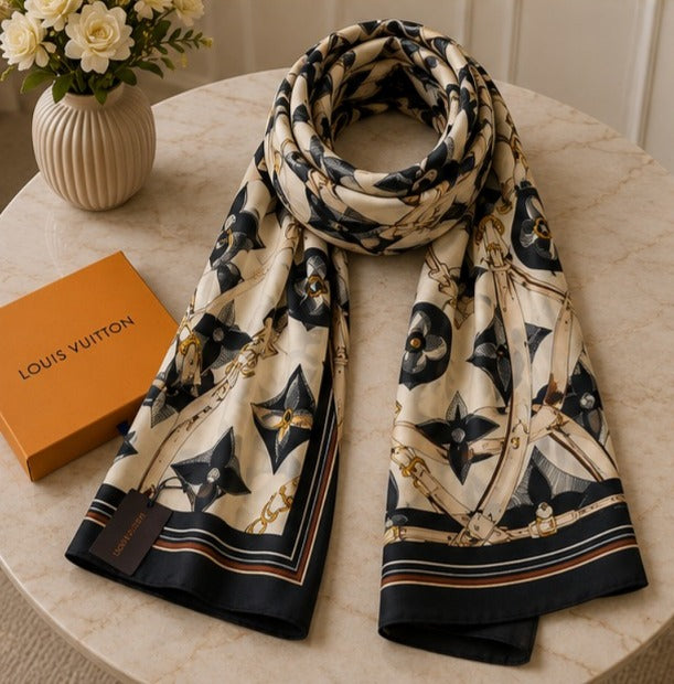 Louis Vuitton Monogram Chain Silk Blend Luxury Stole
