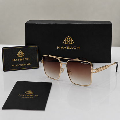 Maybach Gold Oversized Navigator Gradient Sunglasses