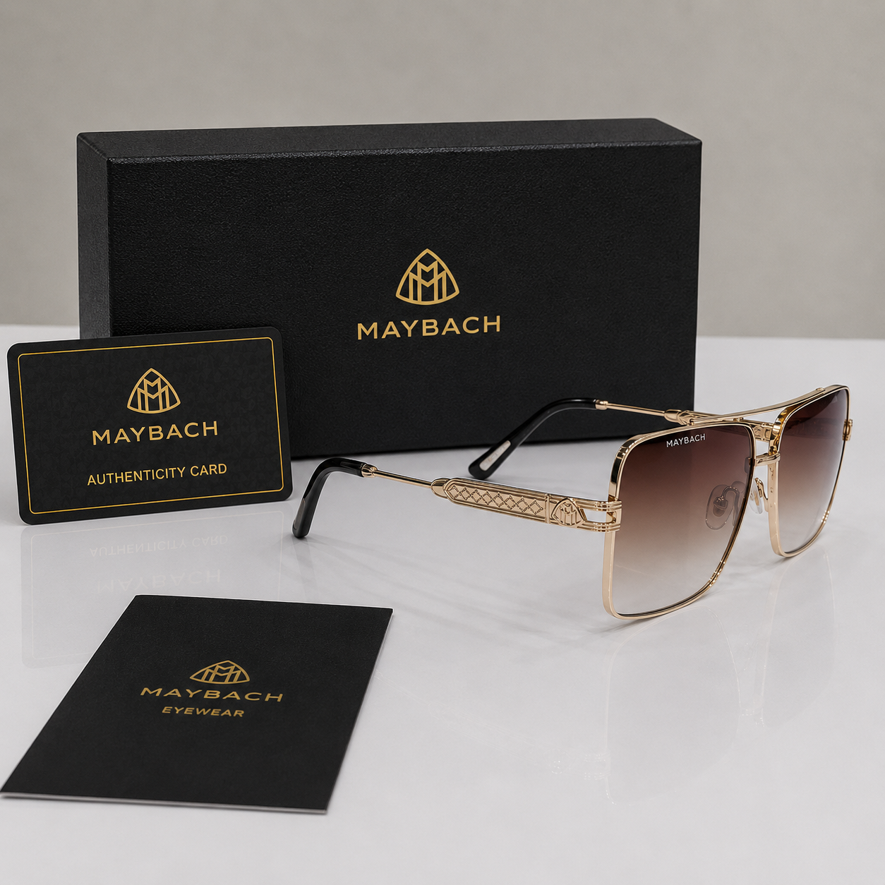 Maybach Gold Oversized Navigator Gradient Sunglasses