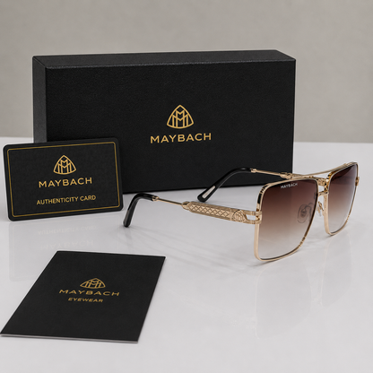 Maybach Gold Oversized Navigator Gradient Sunglasses