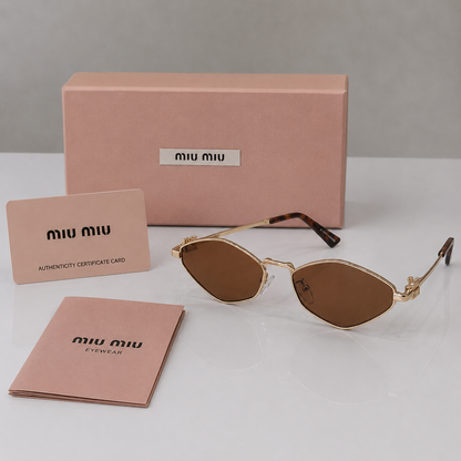 Miu Miu Gold Slim Oval Gradient Sunglasses