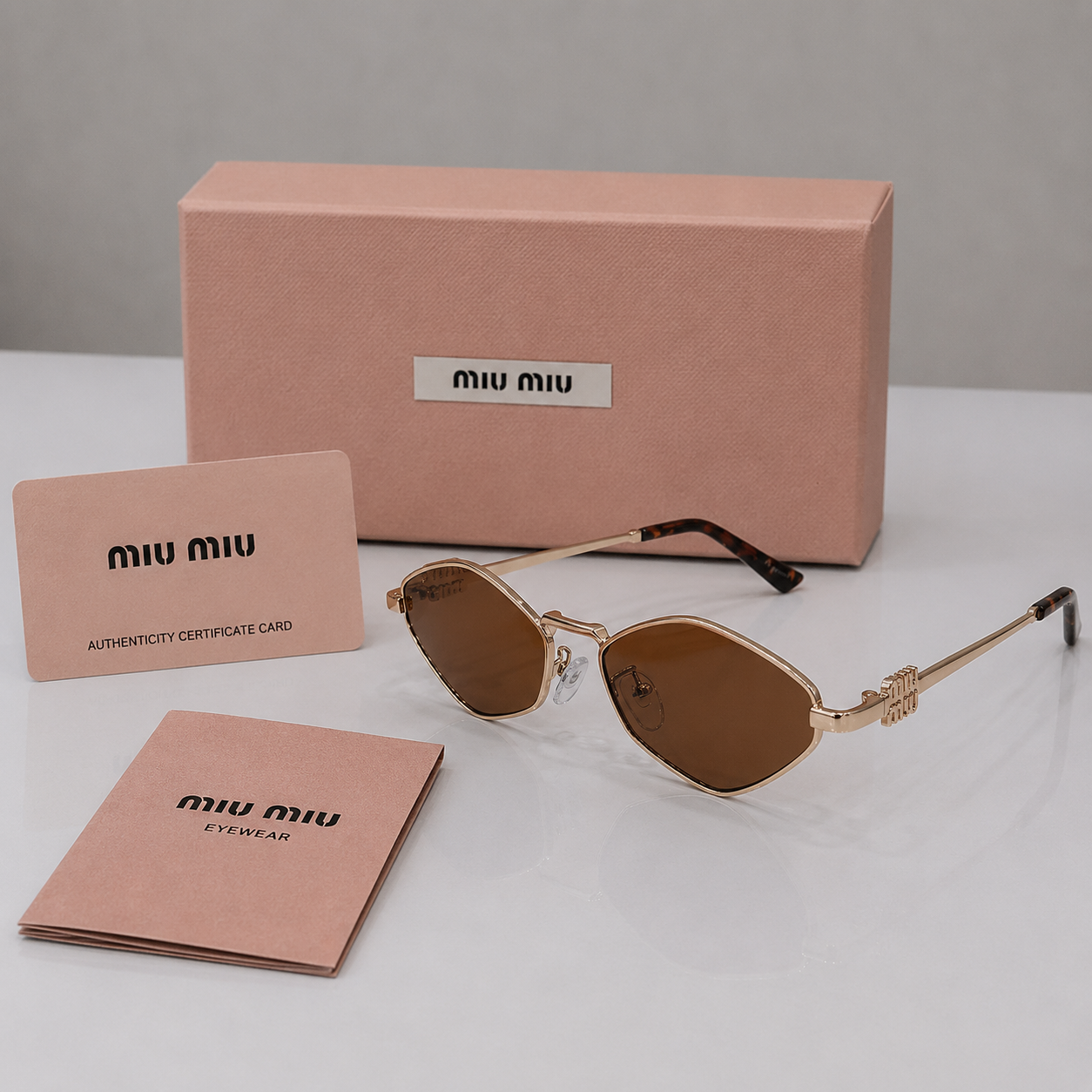 Miu Miu Gold Slim Oval Gradient Sunglasses