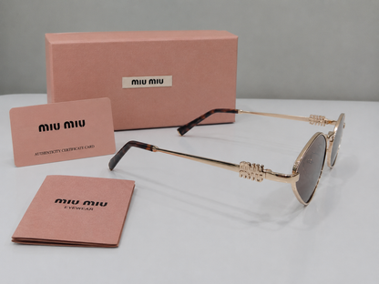 Miu Miu Gold Slim Oval Gradient Sunglasses