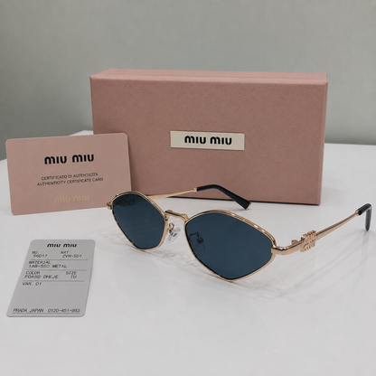 Miu Miu Gold Geometric Slim Sunglasses