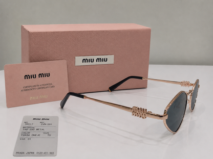 Miu Miu Gold Geometric Slim Sunglasses