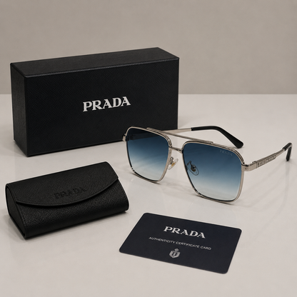 Prada Gradient Square Metal Frame Sunglasses