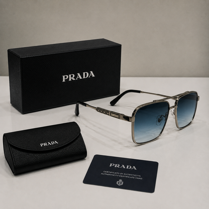 Prada Gradient Square Metal Frame Sunglasses