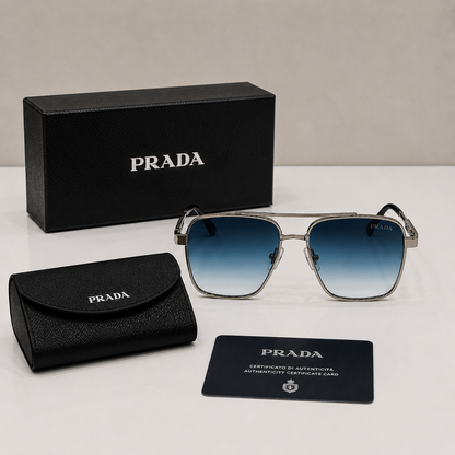 Prada Gradient Square Metal Frame Sunglasses