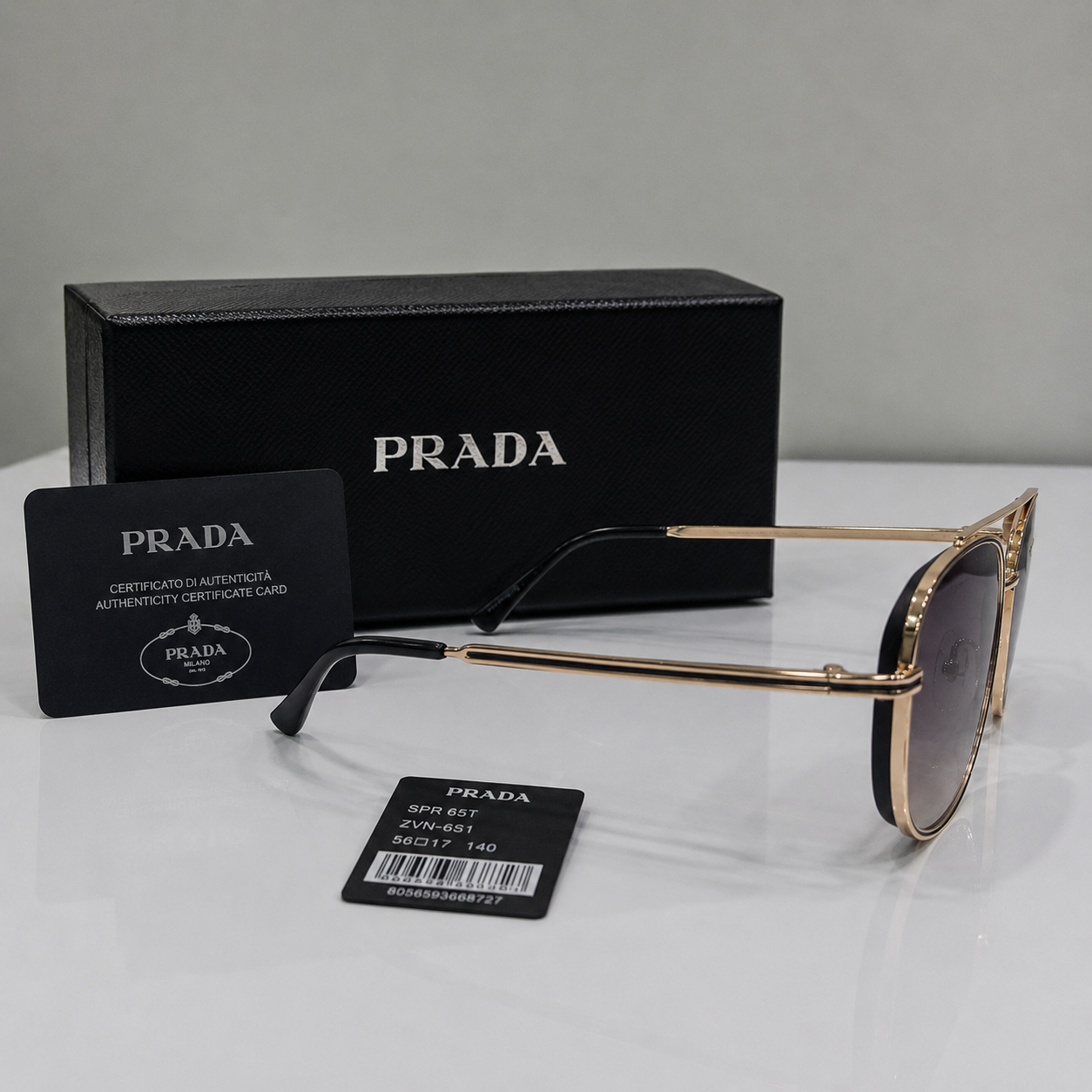 Prada Gold Aviator Gradient Sunglasses