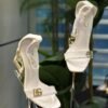 Dolce & Gabbana Patent Leather Sandals with Sculpted Gold Heel White 1