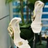 Dolce & Gabbana Patent Leather Sandals with Sculpted Gold Heel White 2