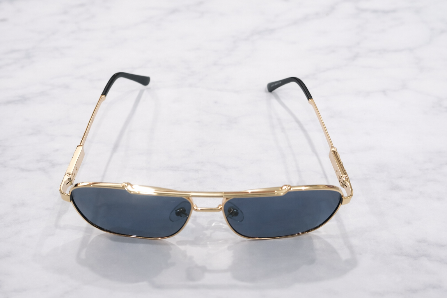 Gucci Rectangular Metal Aviator Sunglasses – Gold Frame