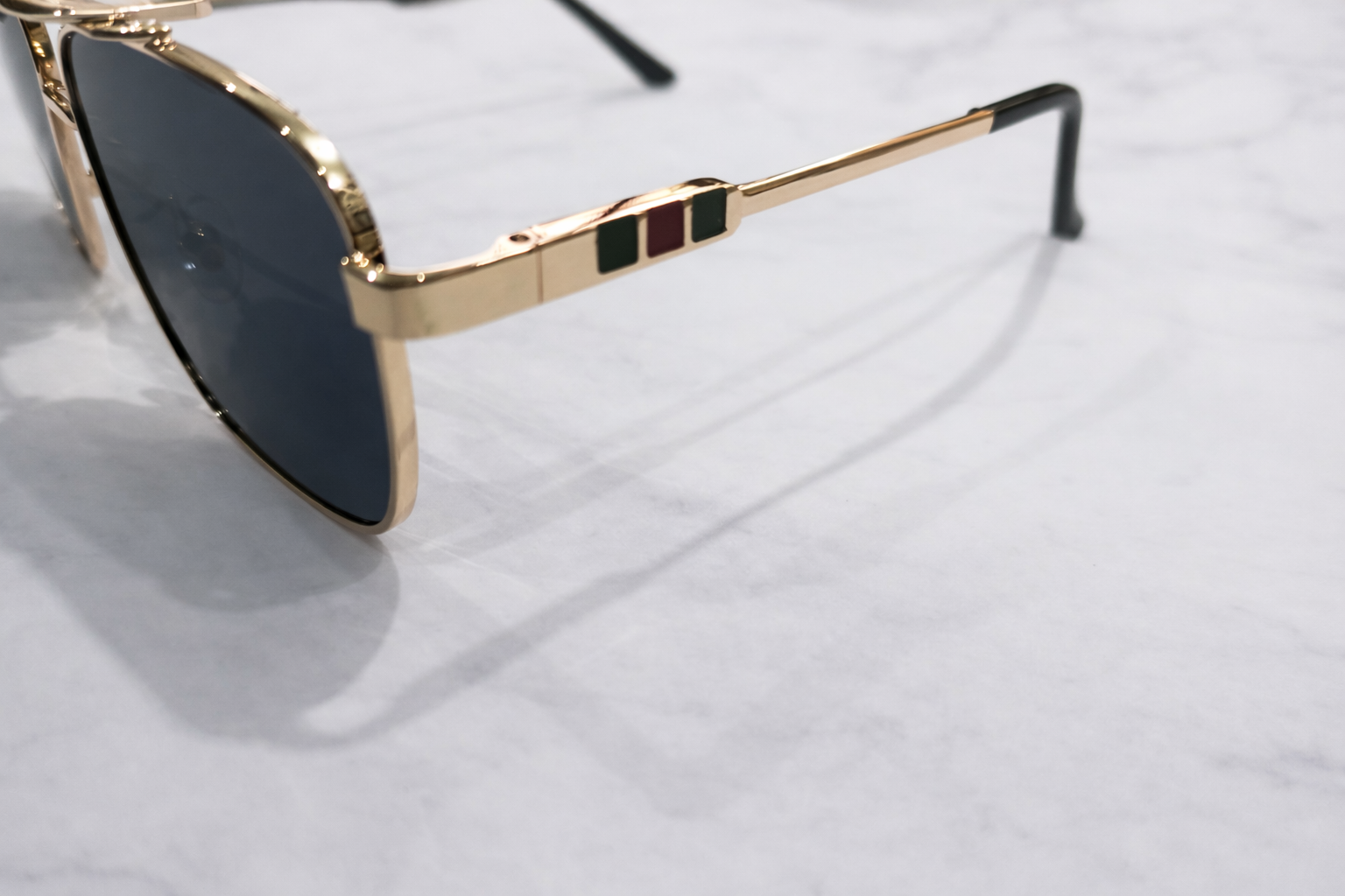 Gucci Rectangular Metal Aviator Sunglasses – Gold Frame