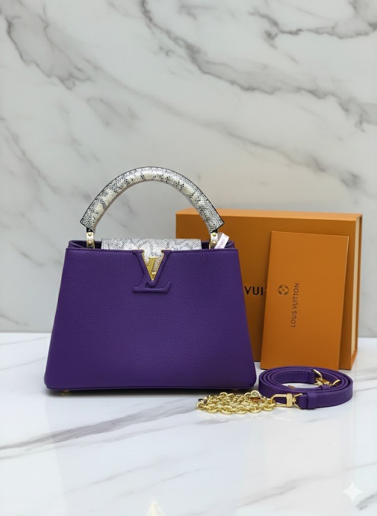 Louis Vuitton Capucines MM – Purple Taurillon Leather with Python Top Handle