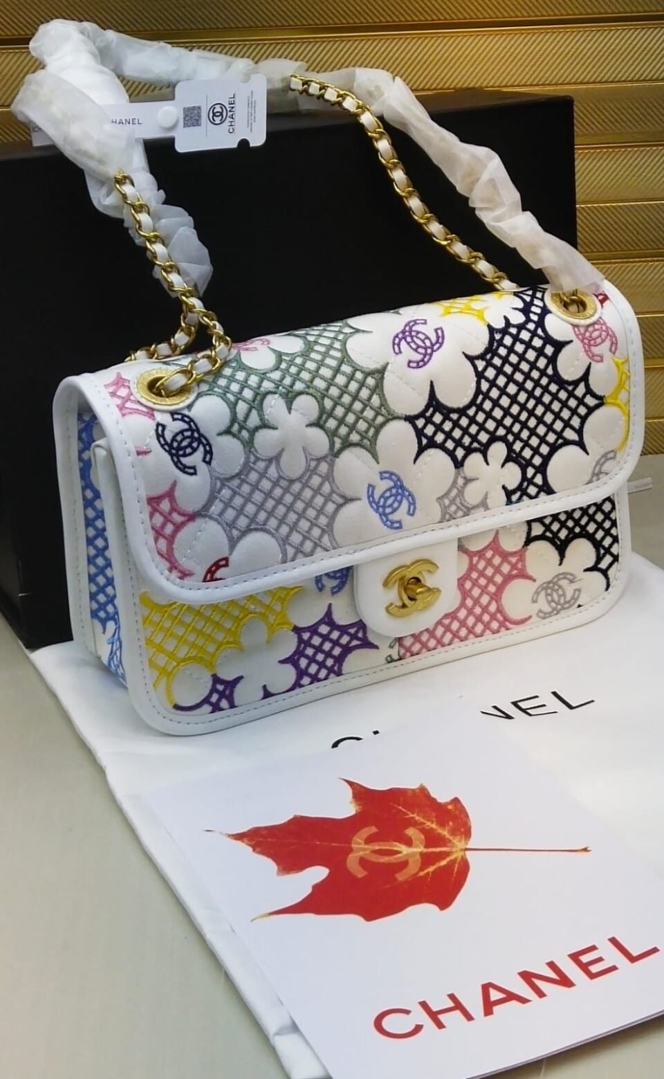 CHANEL Multicolor Embroidered Classic Flap Shoulder Bag