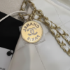 Chanel Style Quilted Chain Shoulder Tote Bag Cream 2
