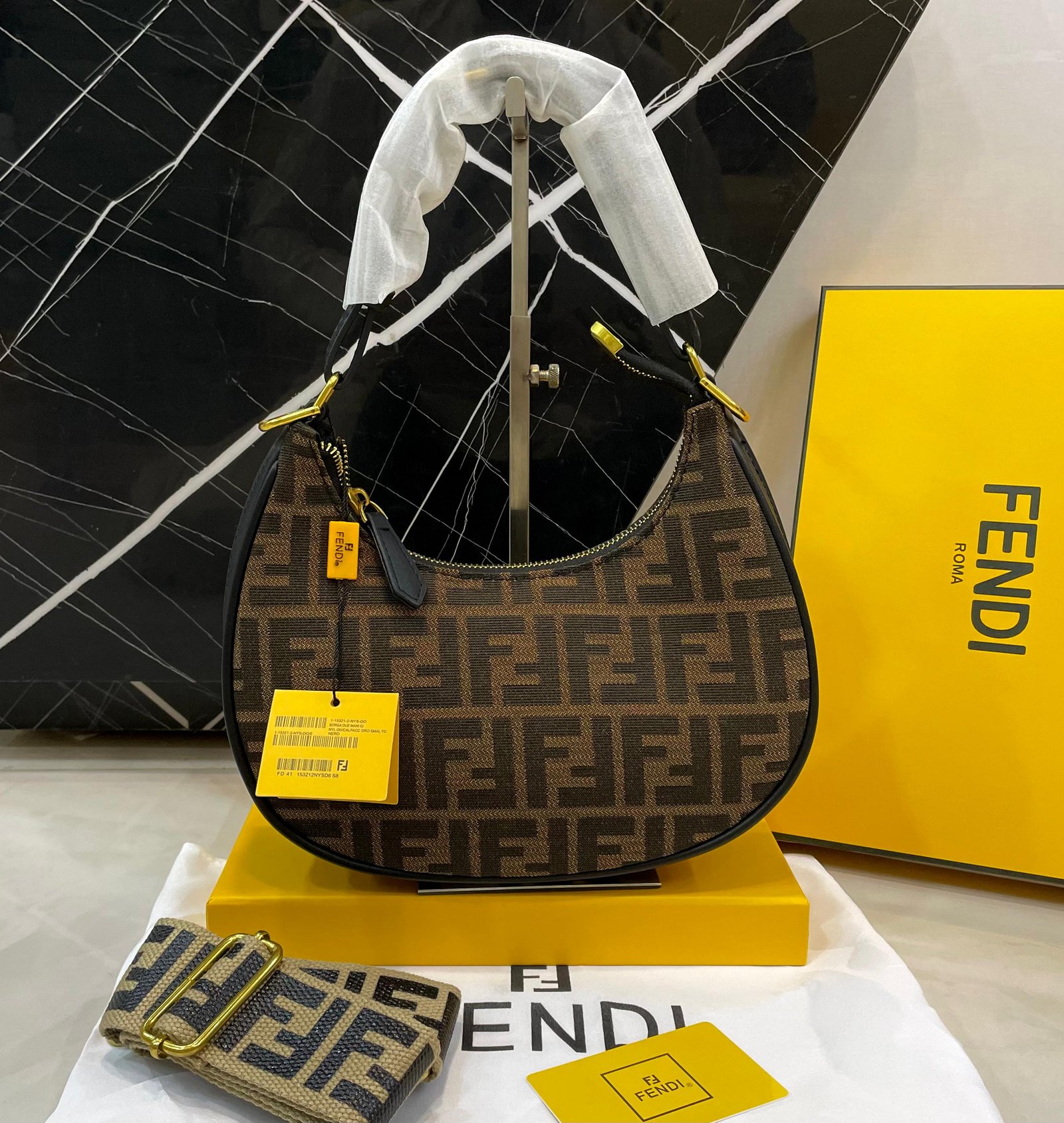 Fendi Monogram Hobo Shoulder Bag Brown 1