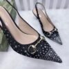 Gucci Crystal Embellished Slingback Pumps Black 22