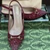 Gucci Crystal Embellished Slingback Pumps Burgundy 4