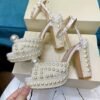 Jimmy Choo Style Pearl Embellished Block Heels 2