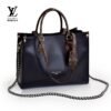 Louis Vuitton OnTheGo MM (Black Leather with Monogram Trim & Chain Strap)