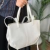 Polène Cyme Large Textured Leather Tote Bag with Pouch