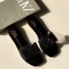Zara Crystal Bow Flat Slide Black 1
