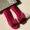 Zara Crystal Bow Flat Slide Shock Pink