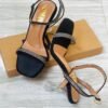 Zara Crystal Strap Heeled Sandals Black 2