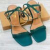 Zara Crystal Strap Heeled Sandals Emerald Green 1