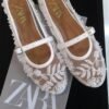 Zara Embroidered Mesh Mary Jane Pumps White 2